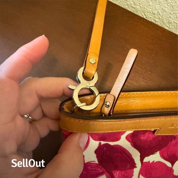 New Kate Spade Floral Wristlet Clutch Pink Red Gold Accents Women's Bag - Picture 3 of 5